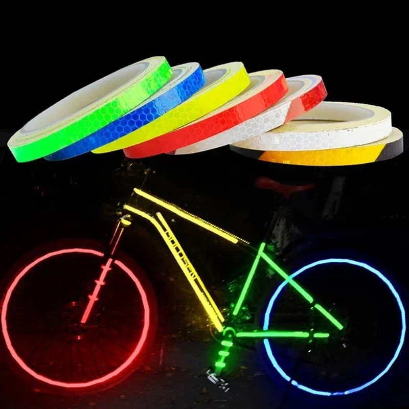 Nastro a strisce riflettenti per styling auto da 8 metri Adesivi per nastro a strisce per cerchioni per carrozzeria per bici da moto Decorativi blu/rosso/giallo