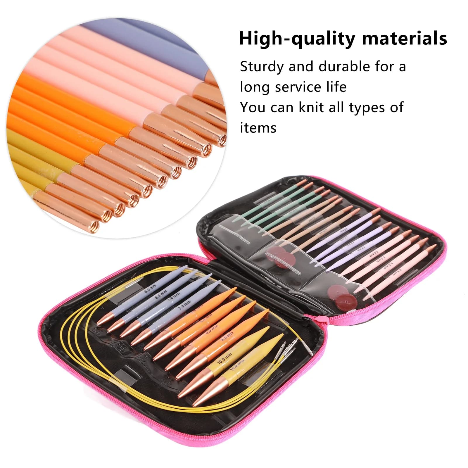 13 Pairs Crochet Hook Set Plastic Polycarbon Needles DIY Craft Accessories for Women Circular Knitting Needle