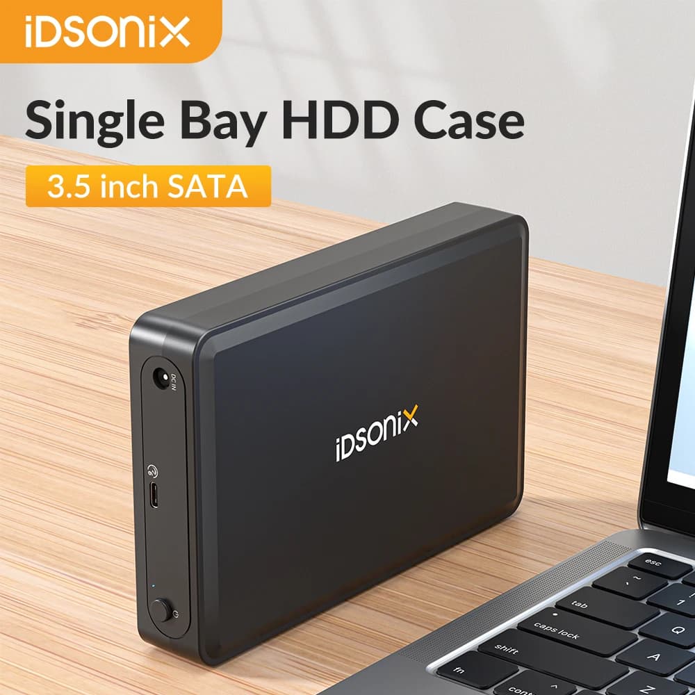 IDsonix custodia HDD esterna da 3.5 "da SATA a USB 3.1 tipo C adattatore per custodia per disco rigido esterno per supporto HDD SSD da 2.5" 3.5 "da 18TB