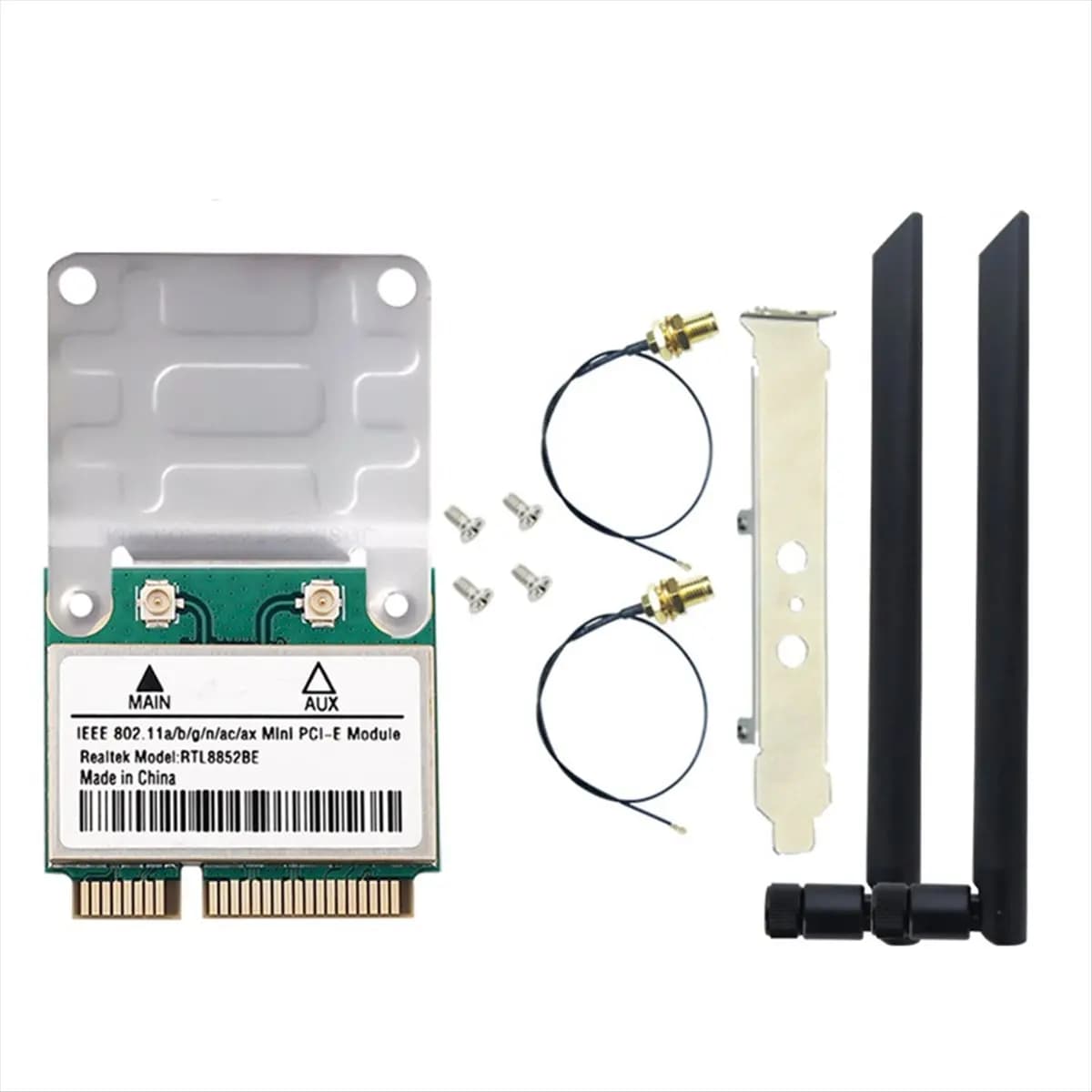 [NEW SALE]RTL8852BE WiFi 6 Network Card with 8DBI Antennas BT 5.2 Mini PCI-E Dual Band 2.4G/5GHz AX1800 Adapter for Win 10 11 A