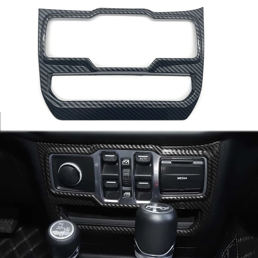 Per Jeep Wrangler JL JLU Gladiator JT 2018-2021 ABS Console Centrale Finestra Ascensore Interruttore di Controllo Pannello Trim Copertura adesivo