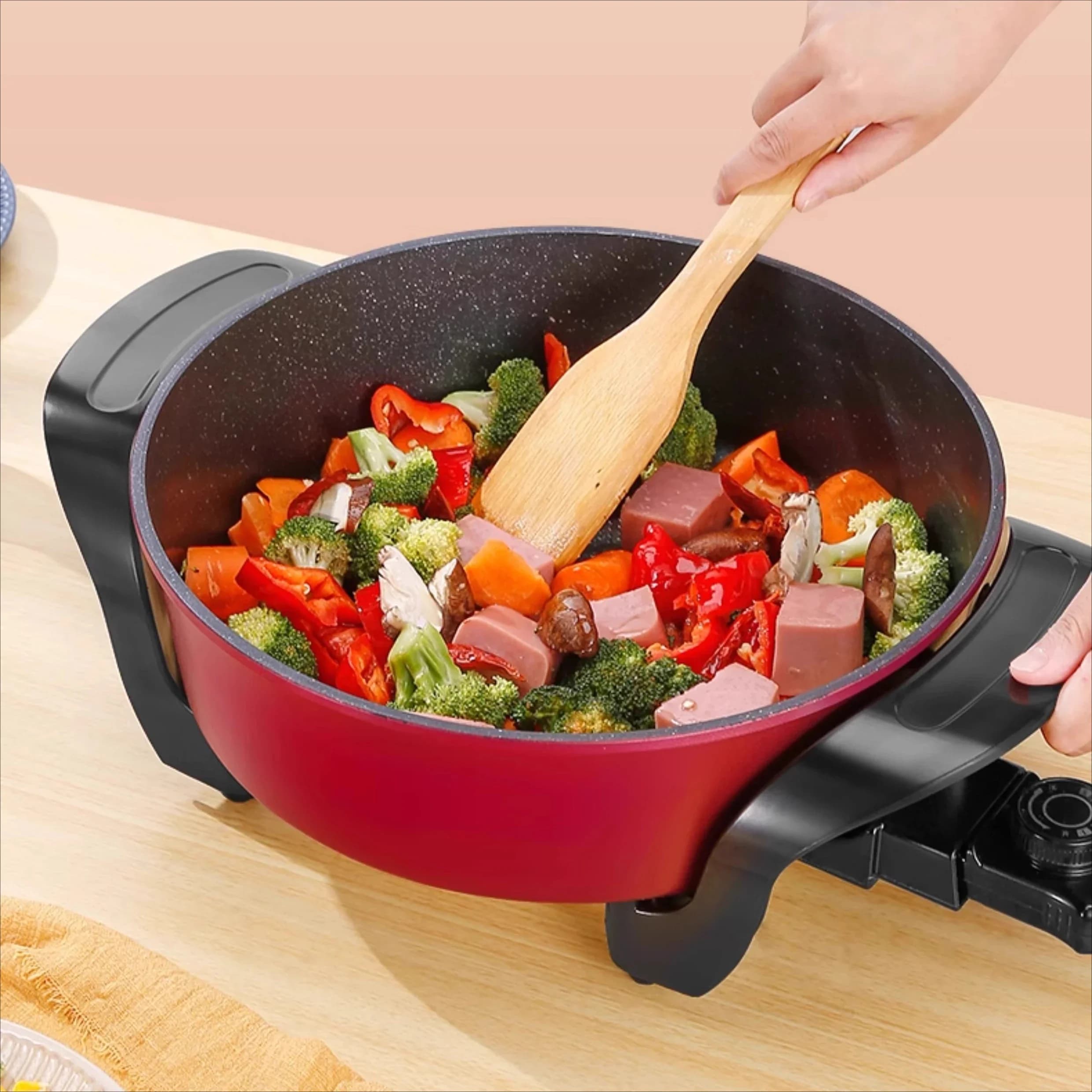 Electric fire hot pot household wok cooking integrated large capacity electric cooking pot non-stick pan double steamer