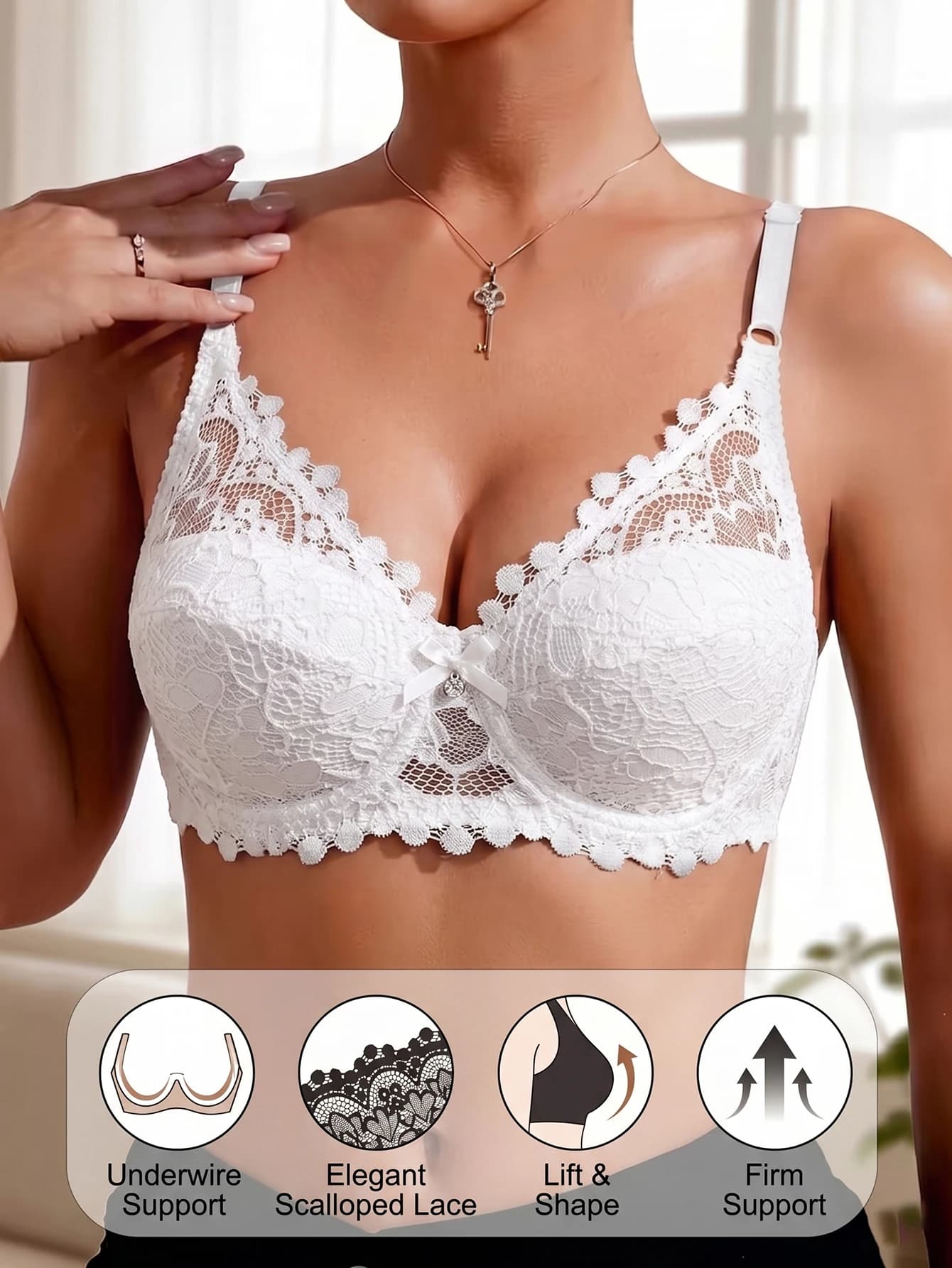 Women Floral Lace Sexy Bra Full Coverage Thin Breathable Push Up Bra Soft Daily No Lining Mesh Lace Lingerie