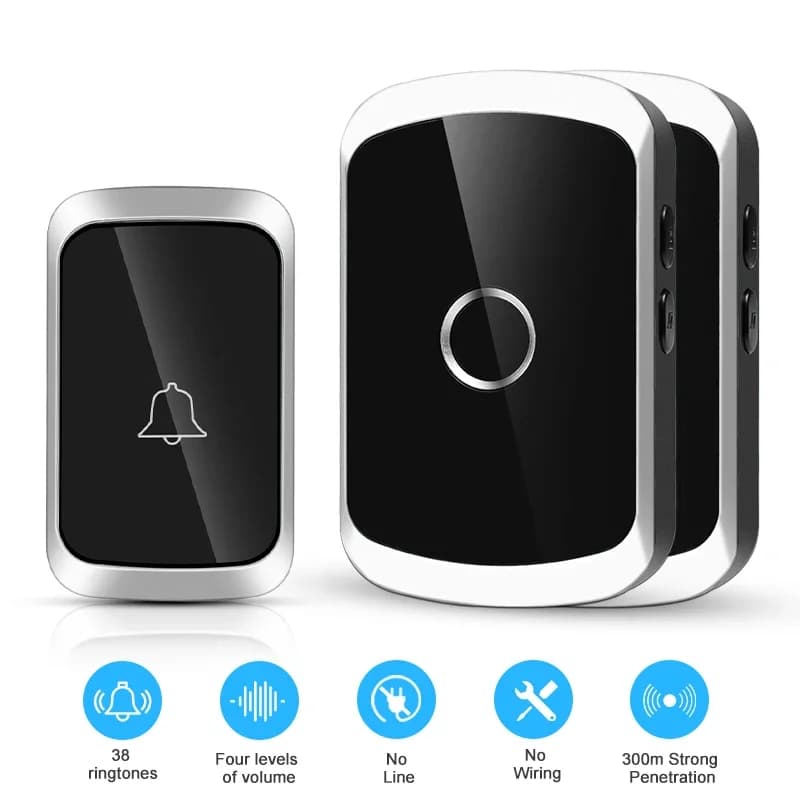 Intelligent wireless doorbell Welcome doorbell for house 150M/82 FM remotes Powered No battery required Wireless doorbell with U.S. plug