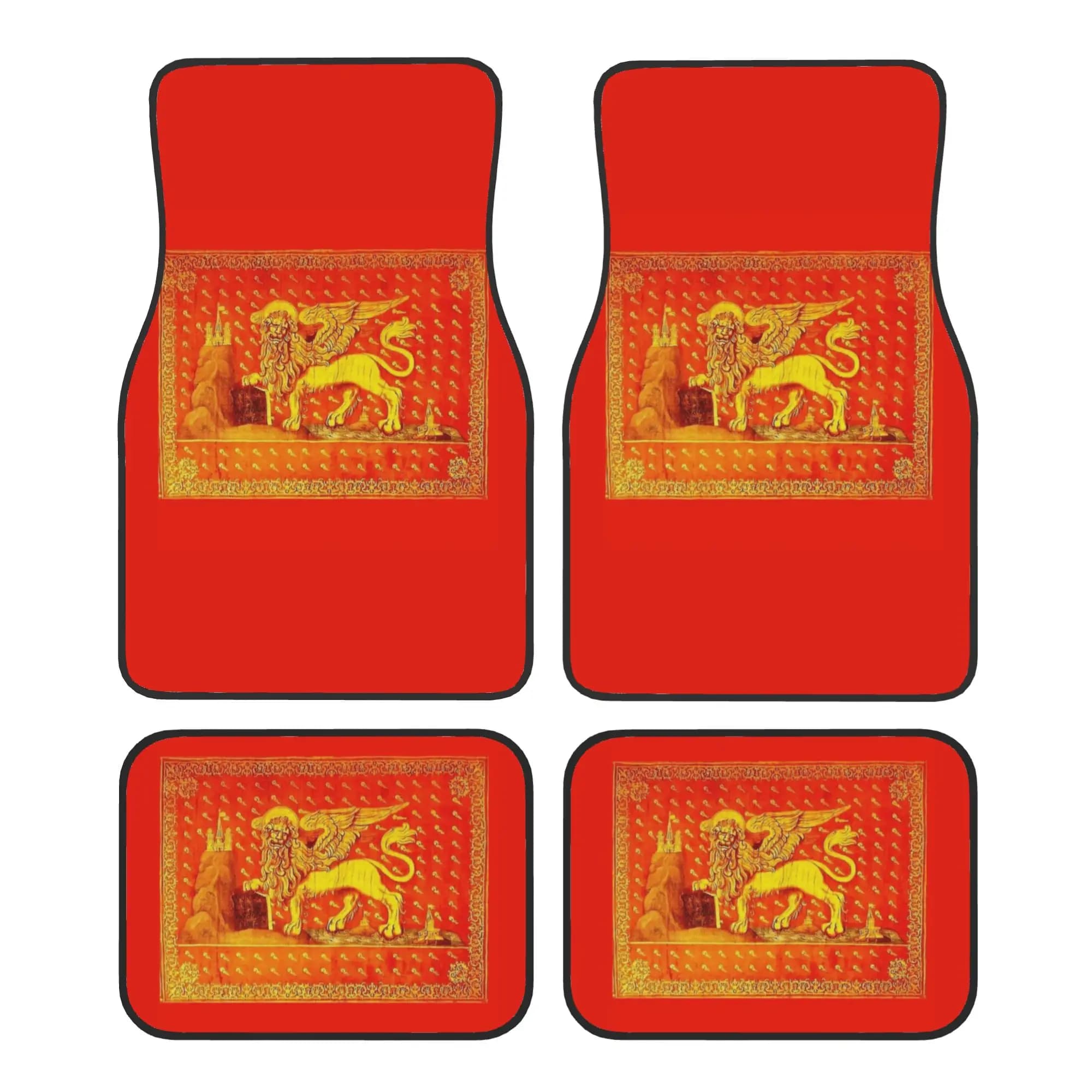 Venice Veneto Flag Car Floor Mats of 4 Pieces Crystal Velvet Rugs Lion of Saint Mark Universal Car Front Rear Carpets Foot Mats