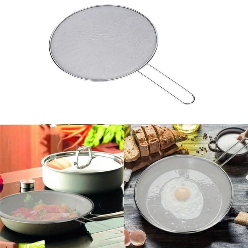 Mesh cover for anti-spray screen for pots and pans Oil pan cover with handle Reusable non-stick accessory for spray protection