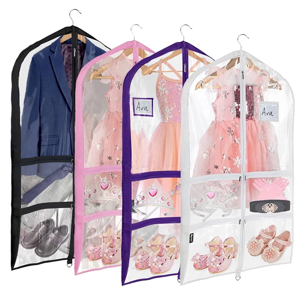 Borse per indumenti da ballo per ballerini 40 "borsa per indumenti da ballo da appendere borse per indumenti per bambini con tasche con cerniera per ragazze