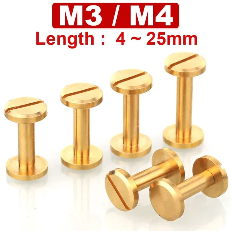 M3/M4 copper head flat screw rivet grooved torque belt bag buckle head connection accessories skin punching DIY decorate