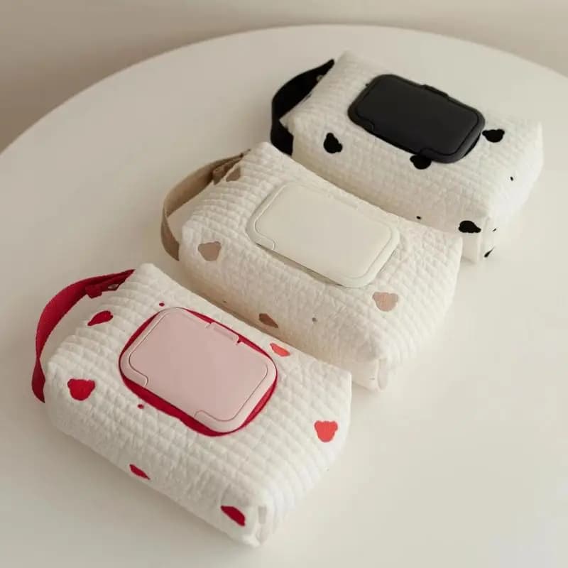 Ins Simple Portable Fabric Tissue Box Car Hanging Wet Wipes Case Storage Pouch