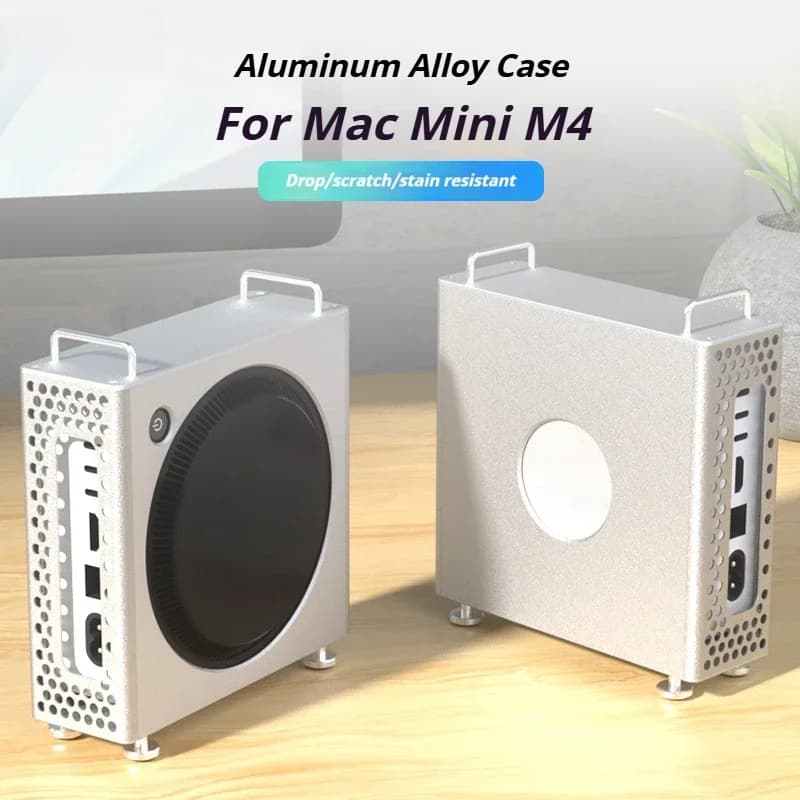 2025 Design 2in1 per Mac Mini M4/M4 Pro Supporto verticale in lega di alluminio con custodia protettiva antiurto antipolvere per dissipazione del calore