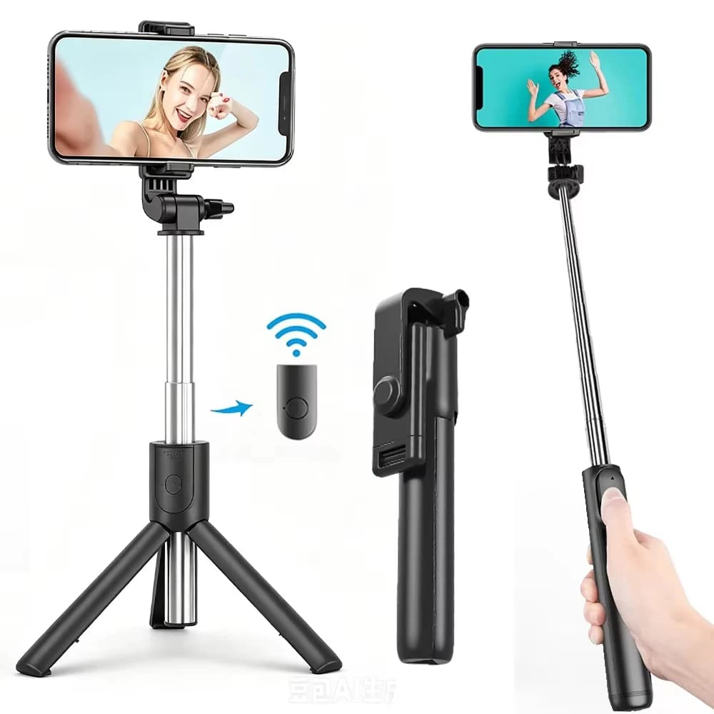 Stainless Steel Selfie Stick Tripod, Extendable Bluetooth Phone Tripod with Wireless Remote, 3-in-1 Stand for iPhone Android Liv
