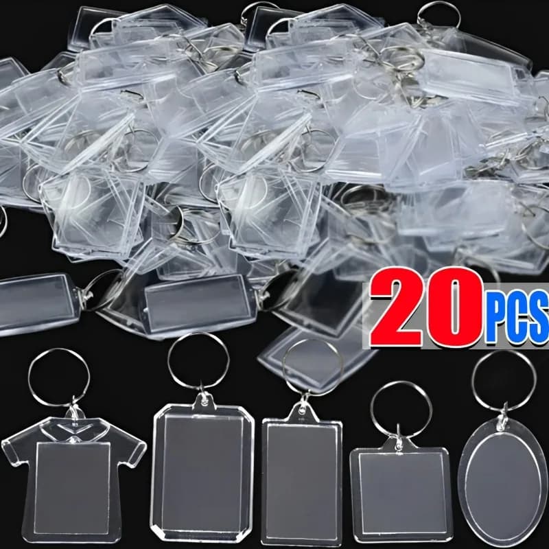 1/20 pz vuoto acrilico immagine portachiavi fai da te inserto trasparente foto Split portachiavi cornice portachiavi coppia anniversario regalo di laurea