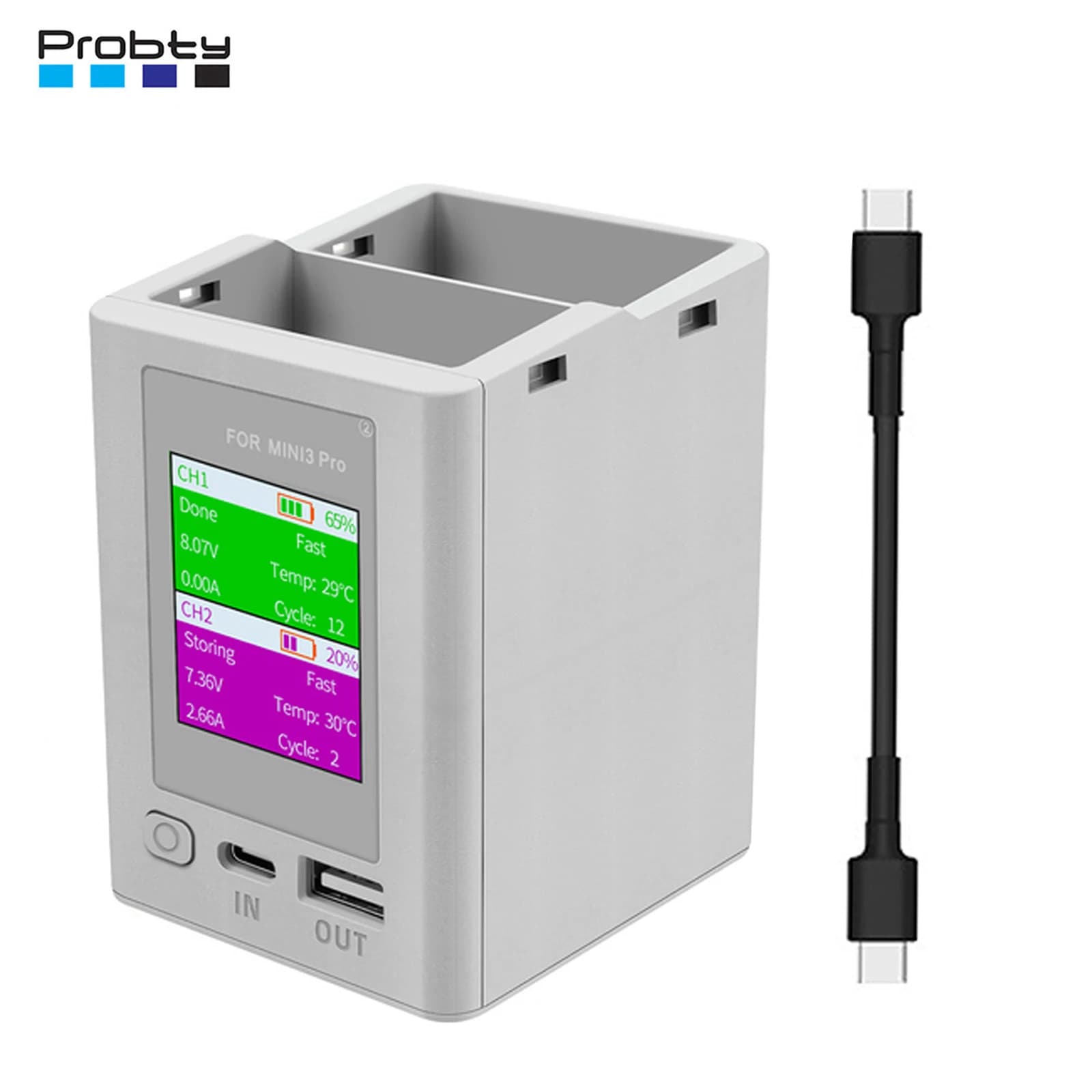 Per DJI Mini 4 Pro/Mini 3 Pro Caricatore Butler Display digitale Hub di ricarica Batteria Caricatore intelligente Accessori per droni