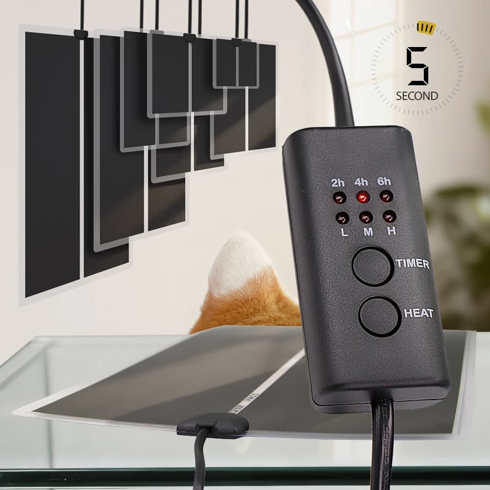 45W-5W 2/4/6H Timing Pet Tappetino riscaldante Scaldino per rettili Tappetino termico con regolatore di temperatura a 3 marce Riscaldatore per terrario da giardino interno