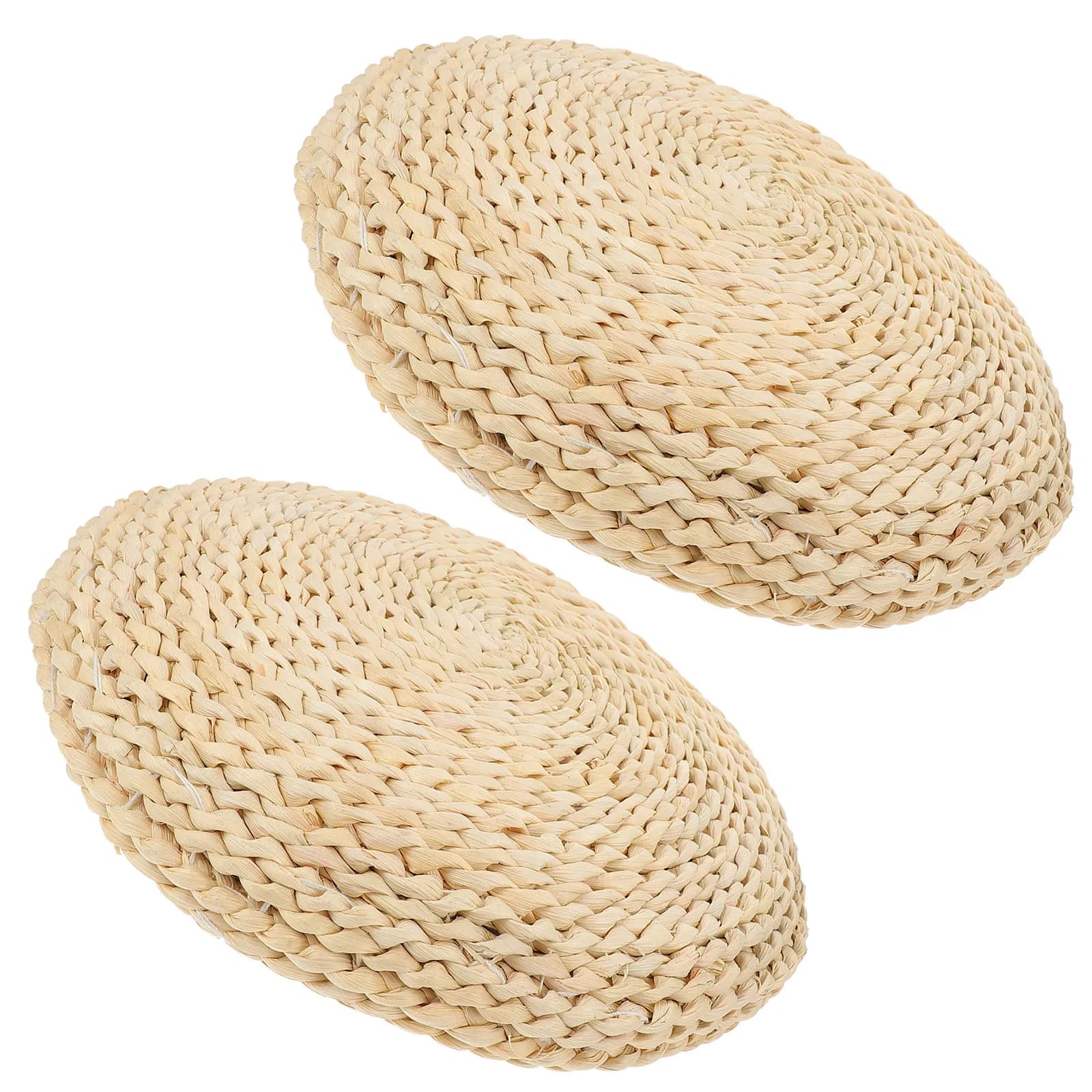 2Pcs Natural Woven Tatami Meditation Floor Cushions Round Cushion Yoga Prayer Zen Sitting Straw Seat Mat Tea Ceremony Mat