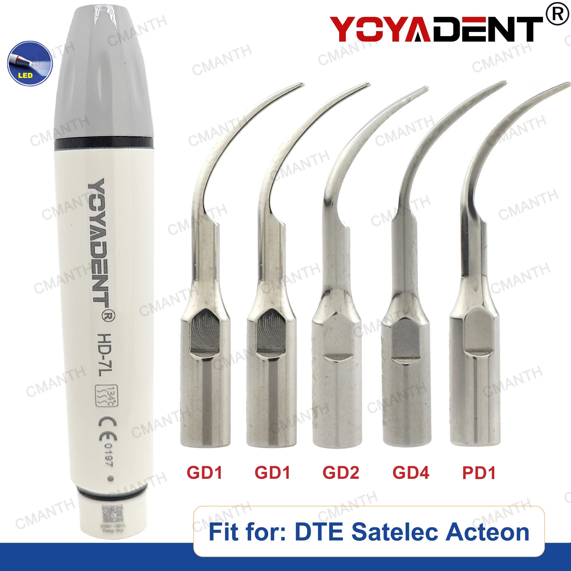 Manipolo per scaler ad ultrasuoni dentale HD-7L Kit di punte per scaling a LED adatto per DTE NSK Satelec Acteon Scaler ad ultrasuoni Strumenti per dentista