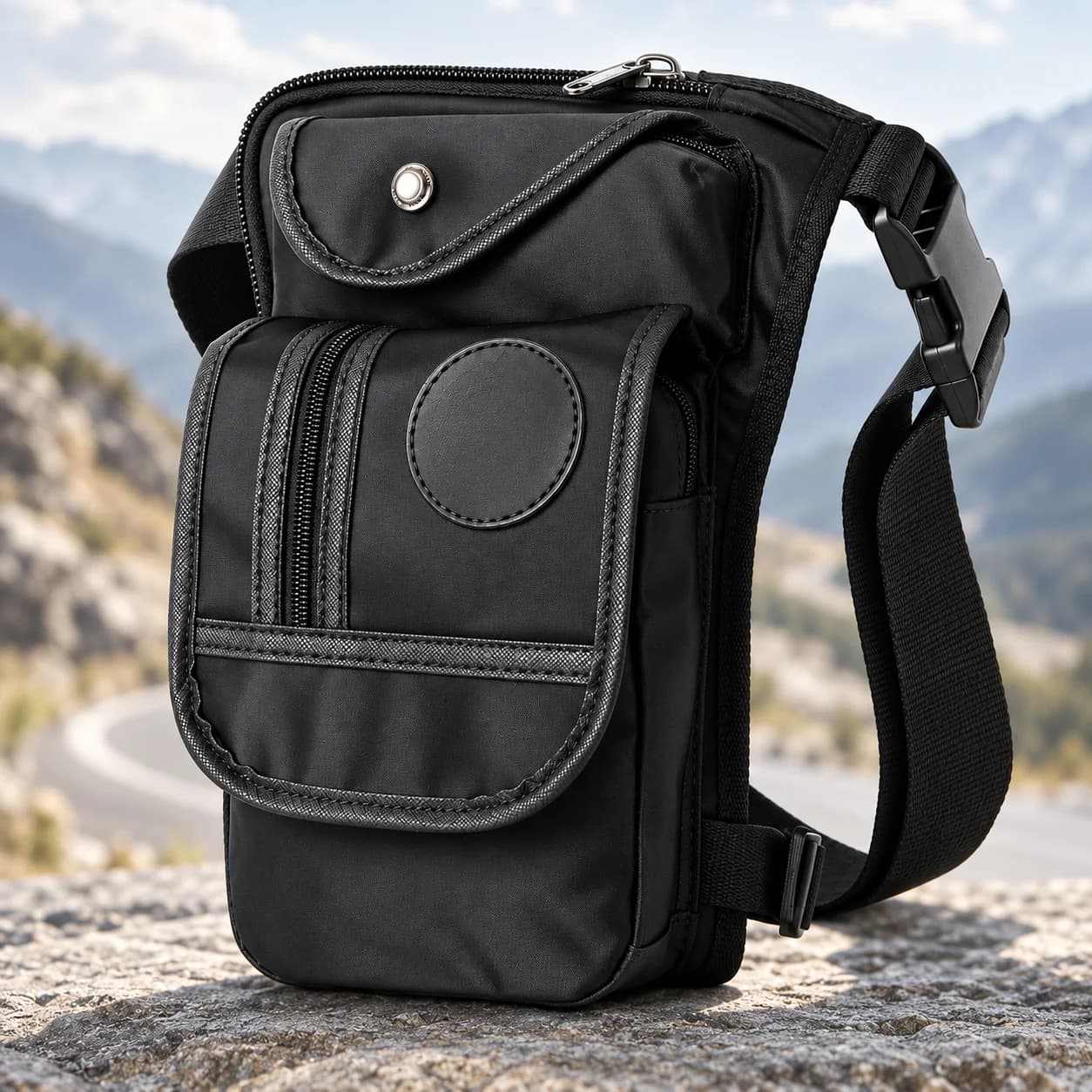 Motorcycle Drop Leg Bag for Men Women, Multi Pocket Thigh Waist Pack with Adjustable Straps for Riding Travel Cycling