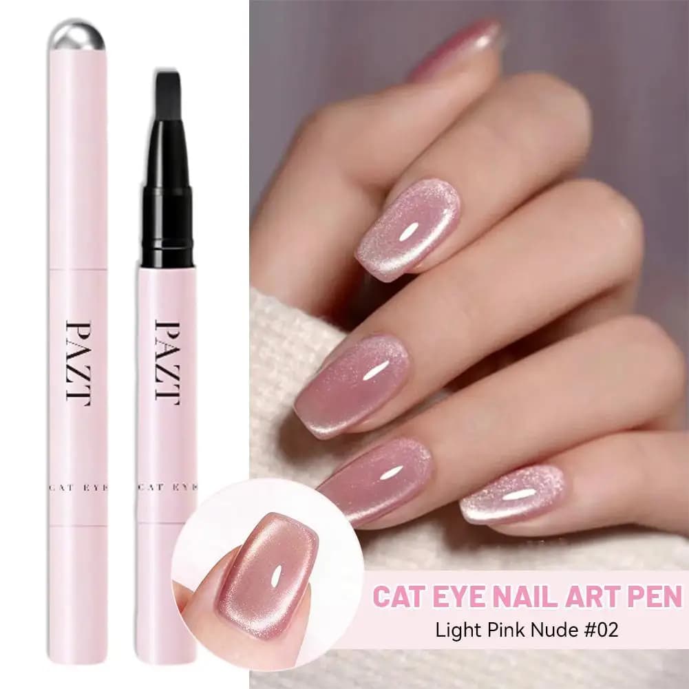 Magnetic Gel Nail Polish Pen, 7 in 1 Glitter Cat Eye Gel Nail Polish, No Base/Top Coat Needed One Step Portable Nail Polish Pen
