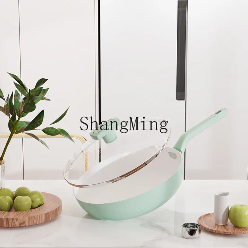 Padella antiaderente in ceramica CL verde chiaro, fondo piatto, universale per piano cottura a induzione
