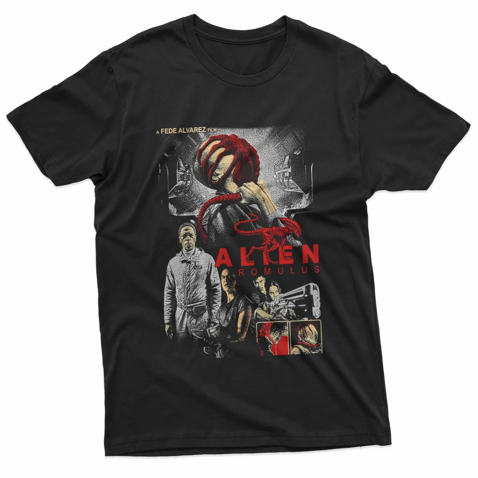 T-shirt Notte del Cinema Horror, design vintage, nera