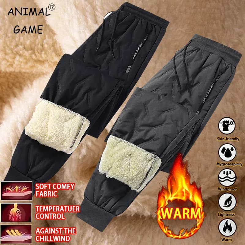 Pantaloni invernali da uomo in peluche di pile spesso pantaloni sportivi impermeabili antivento pantaloni casual pantaloni caldi pantaloni termici in lana d'agnello capispalla casual