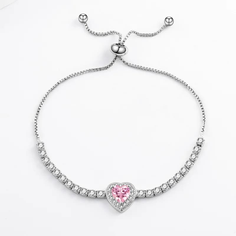 Squisito braccialetto tridimensionale in argento sterling 925 con colori d'amore a forma di cuore, braccialetto femminile regolabile di fascia alta