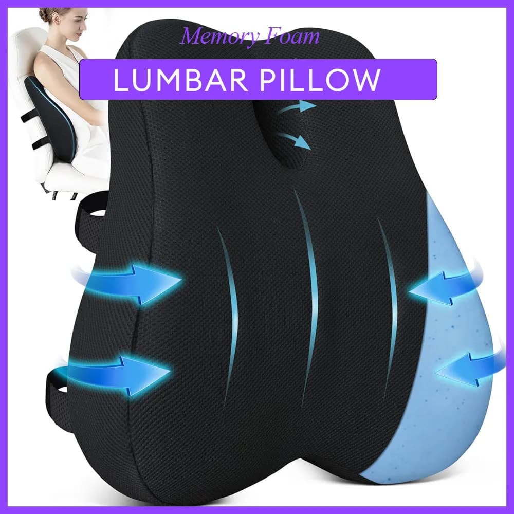 Cuscino lombare per sedia da ufficio cuscino per lo schienale con fodera rimovibile cuscino in Memory Foam rinfrescante sollievo dal dolore alla schiena