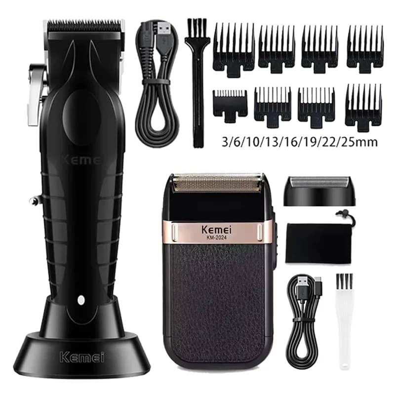 Kemei Hair Clipper Km-809A Km-2296 Km-2024 Cordless Beard Trimmer Electric Hair Clipper for Men Professional Hair Trimmer Kit