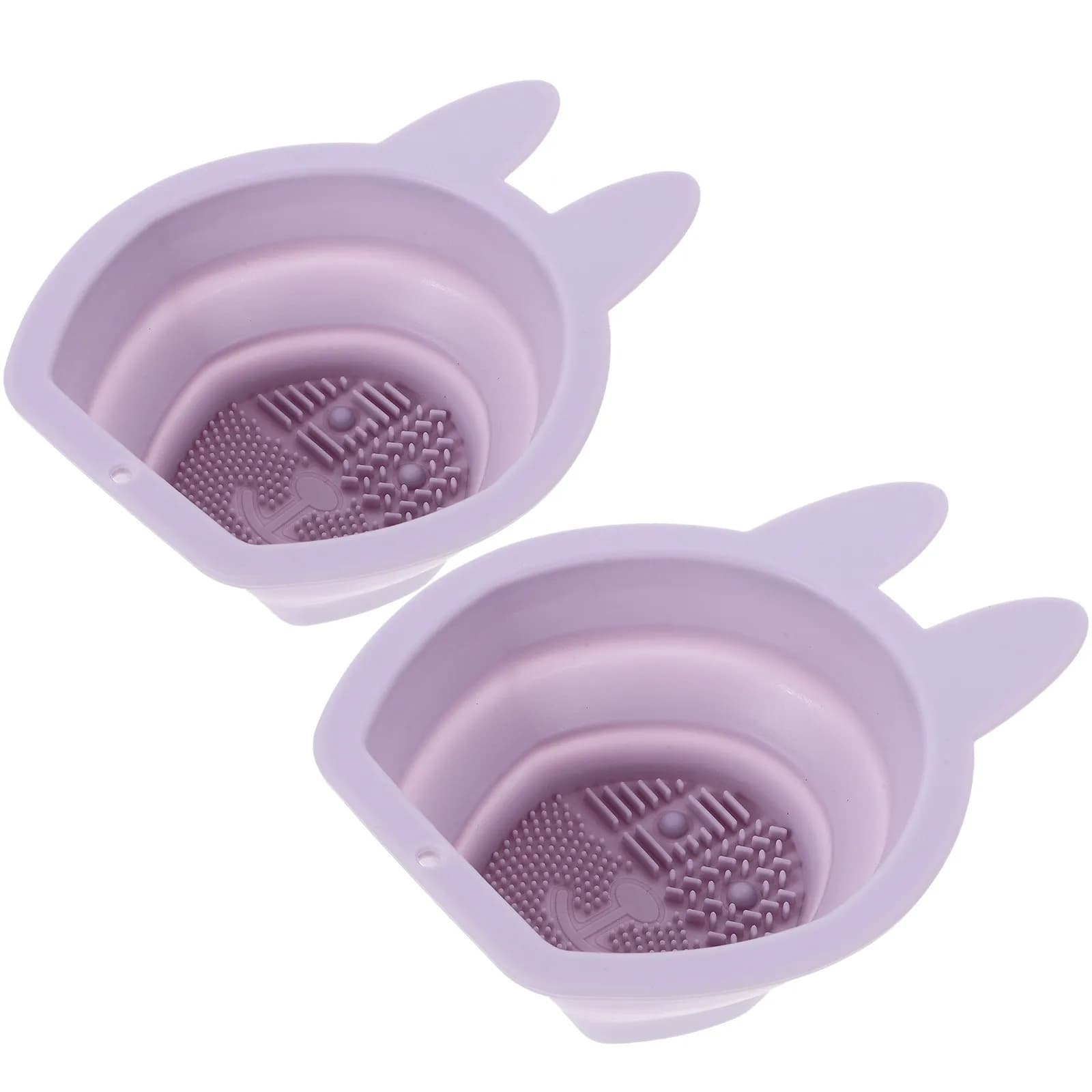 2 Pezzi Pulitori Pieghevoli in Silicone a Forma di Coniglio per Pennelli da Trucco, Spugna Appendibile per la Pulizia e Conservazione dei Pennelli, per Bagno Domestico