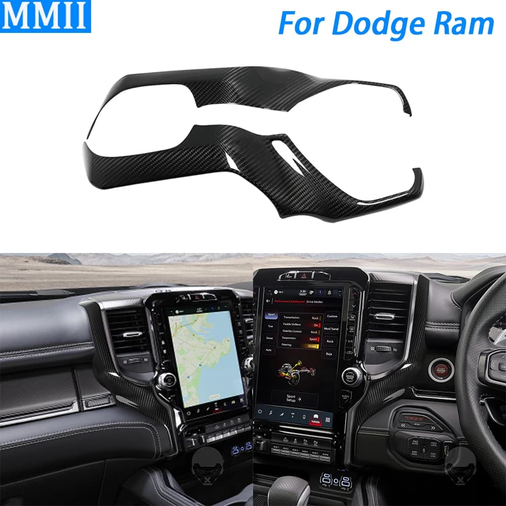 For Dodge Ram 1500 TRX 2019-2024 Royal Carbon Fiber Seed Central Console Navigation Panel Side Cover Auto Editing Accessories