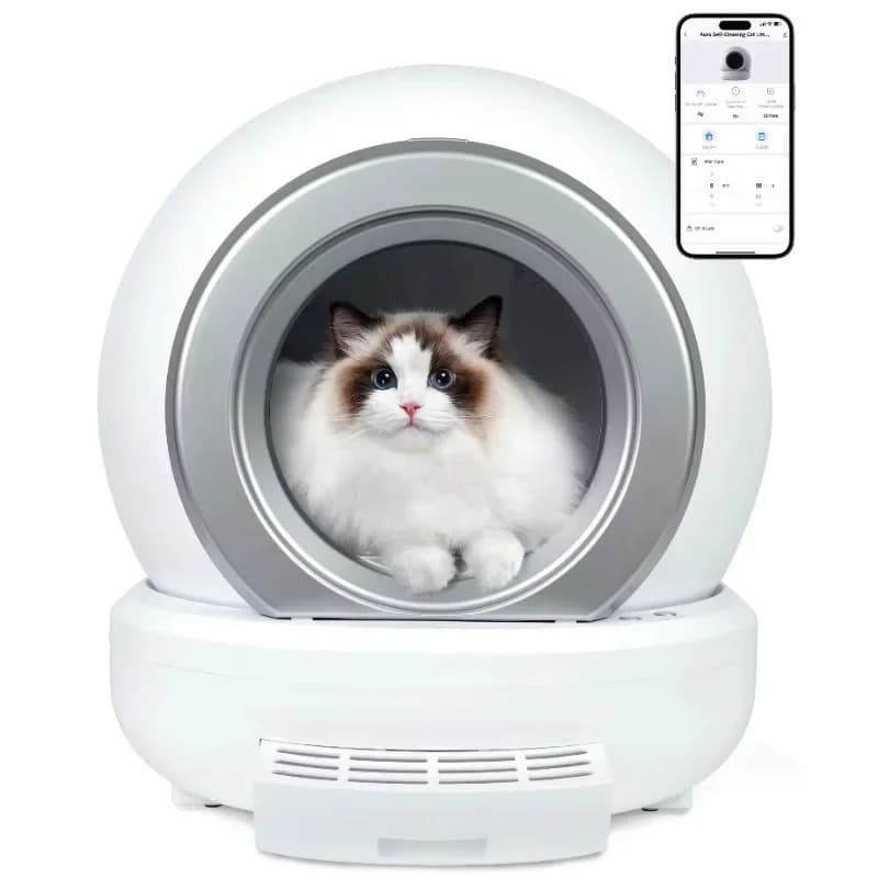 Lettiera per gatti autopulente automatica 65L Extra Large Completamente chiusa Toilette per gatti Controllo app Vassoio per lettiera per gatti Arenero Gato per gatti