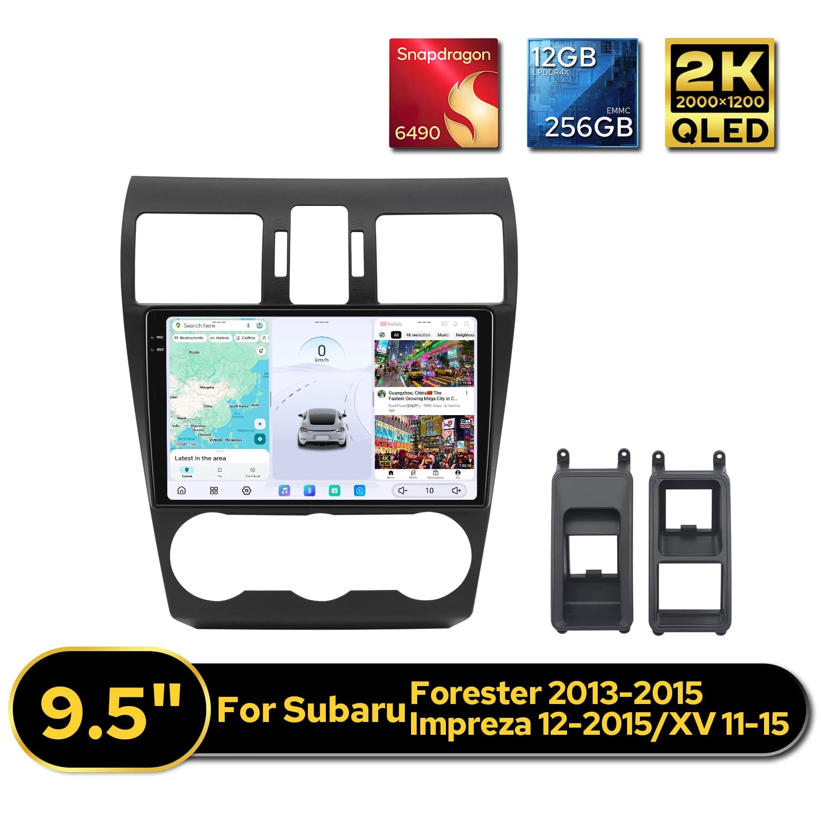 Autoradio stereo 2K QLED da 9,5 pollici per Subaru Forester 2013-2015/Impreza 2012-2015/XV 2011-2015 12GB+256GB CarPlay Android Auto