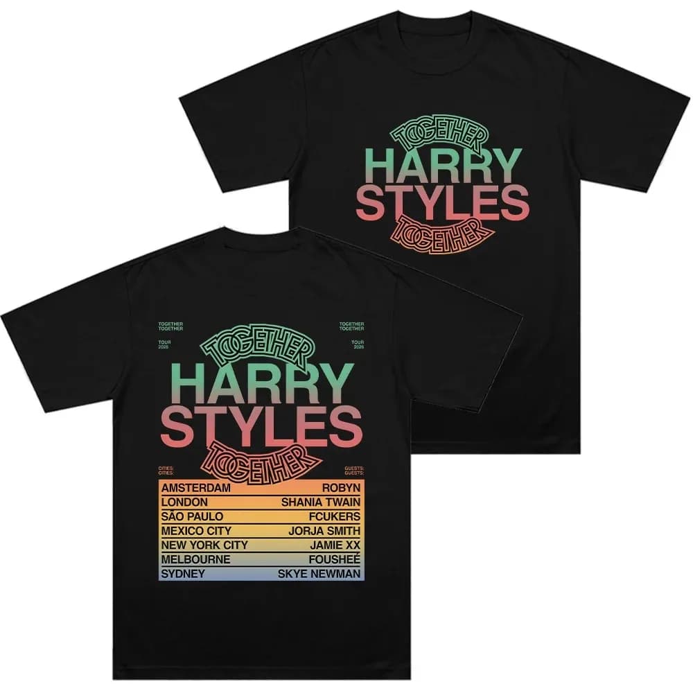 T-shirt girocollo in puro cotone comoda a maniche corte Harry Styles Together Tour 2026, alla moda, casual, da uomo e da donna