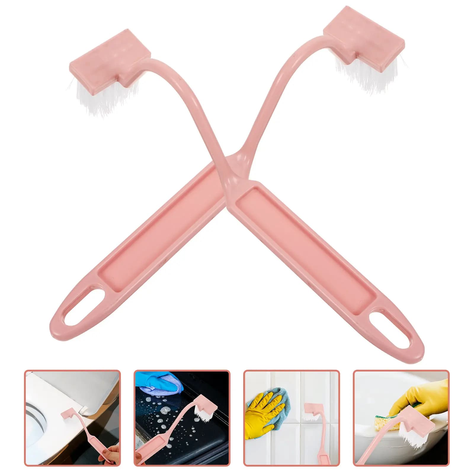 Set di 2 Spazzole a S per Pulizia Angoli, per WC, Bagno, Fornelli, Frigoriferi, Bordi di Condizionatori, Strumento per Pulizie Domestiche con Gancio