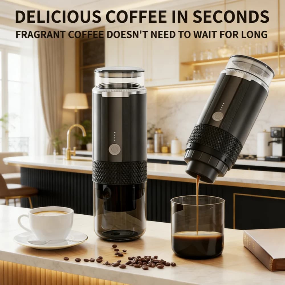 Macchina da Caffè Elettrica Portatile Compatibile con Capsule e Caffè Macinato, per Caffè in Cialde K-Cup, Macchina per Caffè Monodose