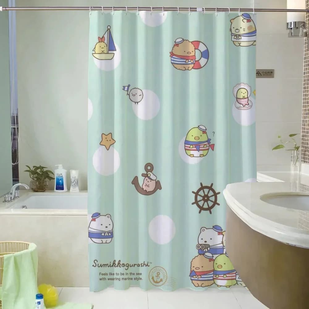 Sumikko Gurashi Tenda da doccia per accessori da bagno Set Tenda da bagno divisoria pieghevole Camere da letto Docce in tessuto impermeabile