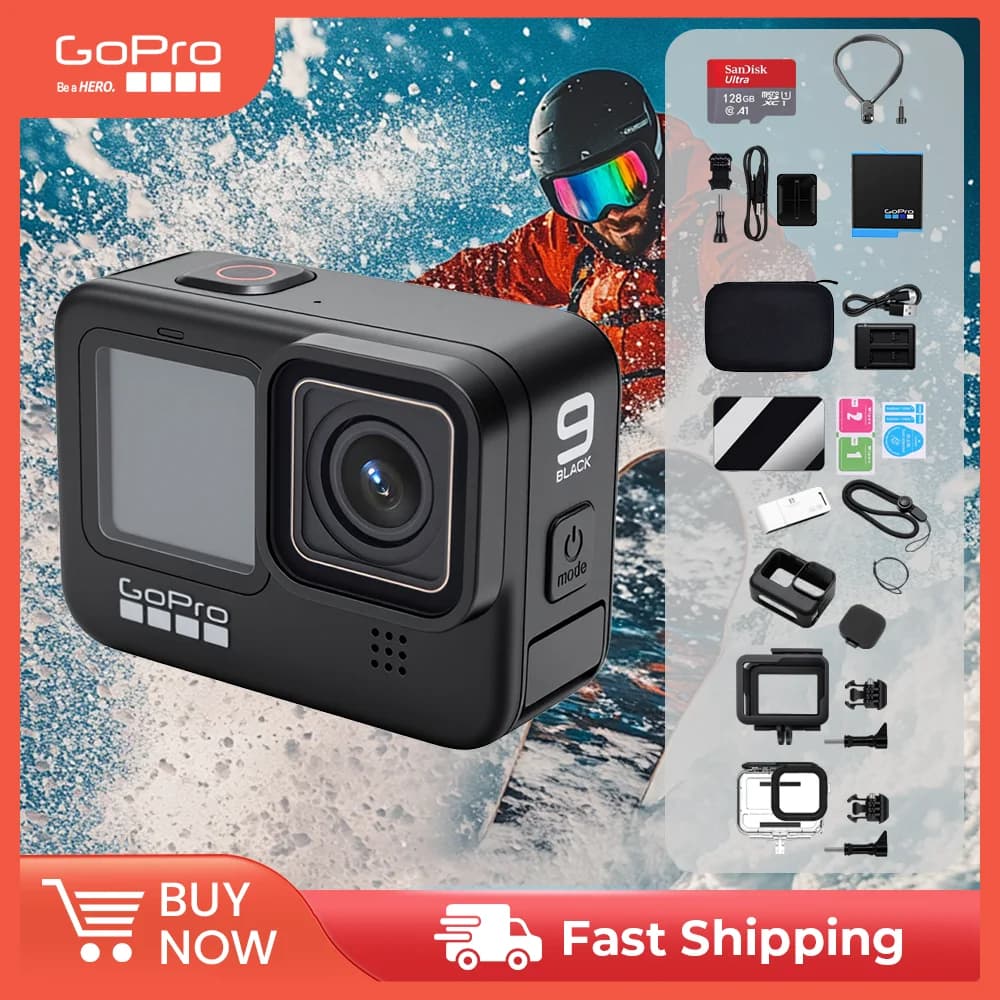 GoPro HERO9 Black Camera Video 4K 5.2K 20MP Go Pro 9 Fotocamera sportiva