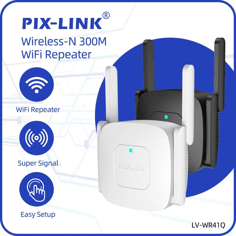 PIX-LINK WR41Q 300Mbps WiFi Extender WiFi Range Extender Ripetitore di segnale Amplificatore WiFi Range Extender WiFi Ripetitore Internet