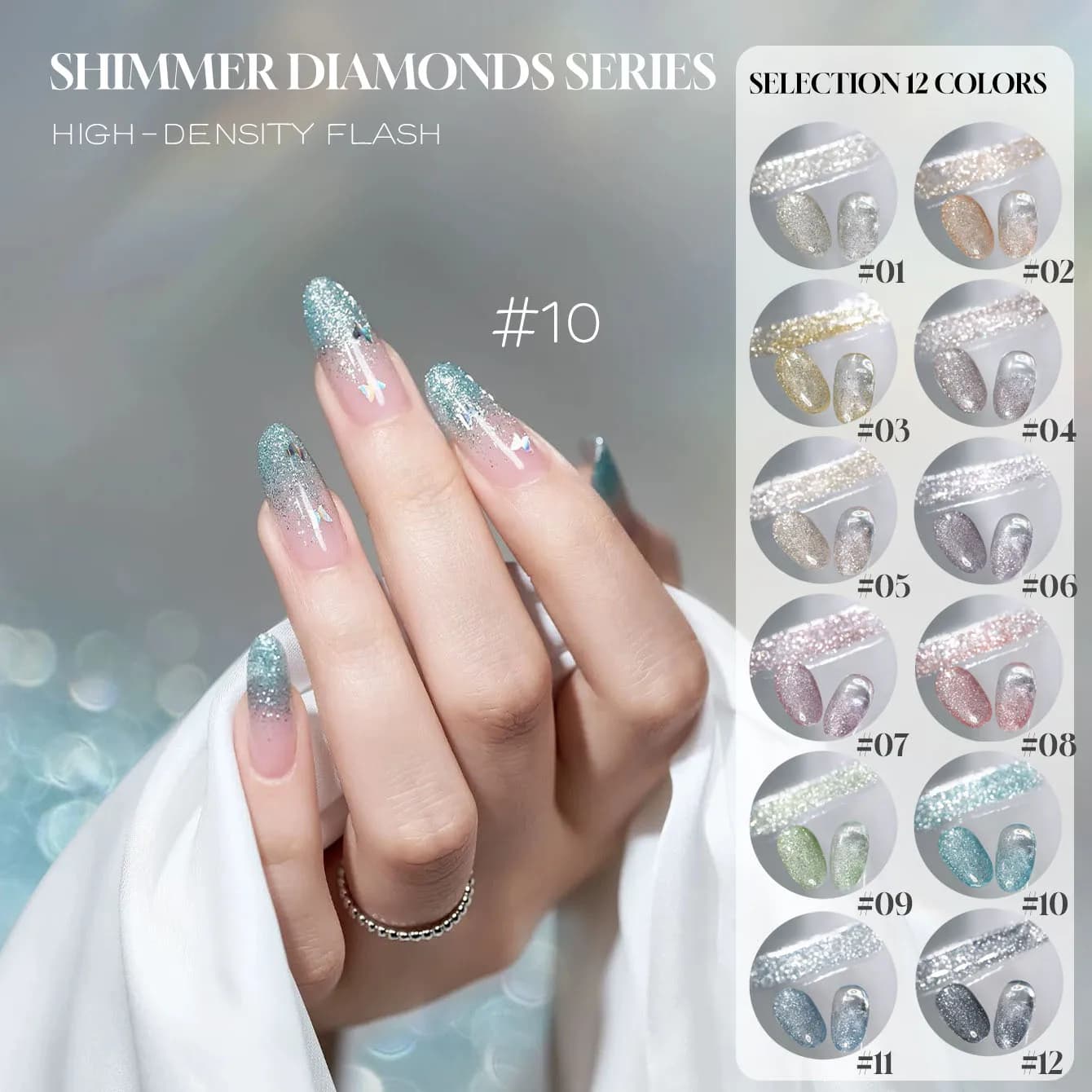 MIANEL 12ML 1PCS Smalto per unghie estivo in stile giapponese con diamanti leggeri e scintillanti Smalto per unghie in gel Unghie blu Forniture per unghie Unghie rosa