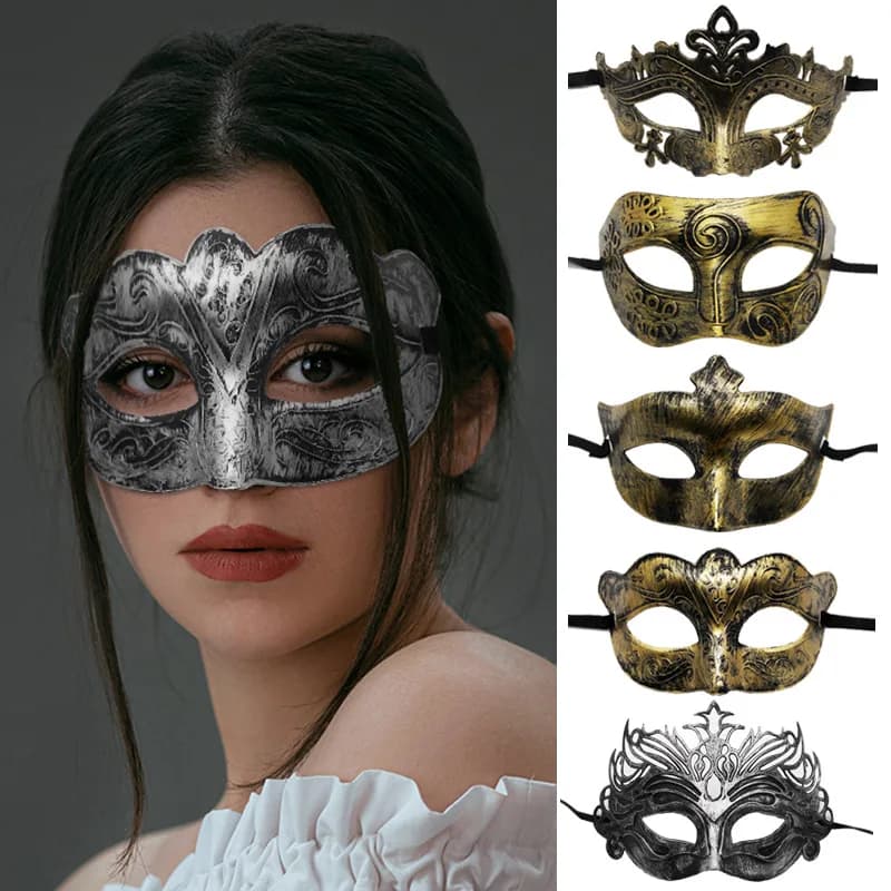 1pc Incredibile Maschera Antico Oro e Argento Jazz Maschera a Testa Piatta Ball Party Gathering Uomini e Donne Cosplay Mezza Maschera Decorazione