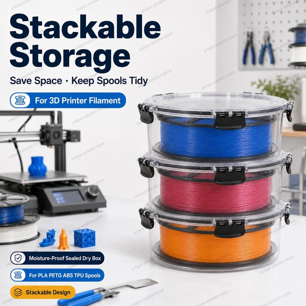Stackable 3D Printer Filament Storage Container Airtight Moistureproof Dry Box for 1KG PLA PETG ABS TPU Spool Holder Organizer