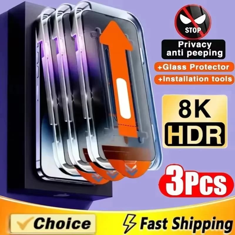 Protection screen privacy for iPhone 17 Pro Max 16 15 13 11 14 12 Air 16E Mini SE 7 XR Installation without dust