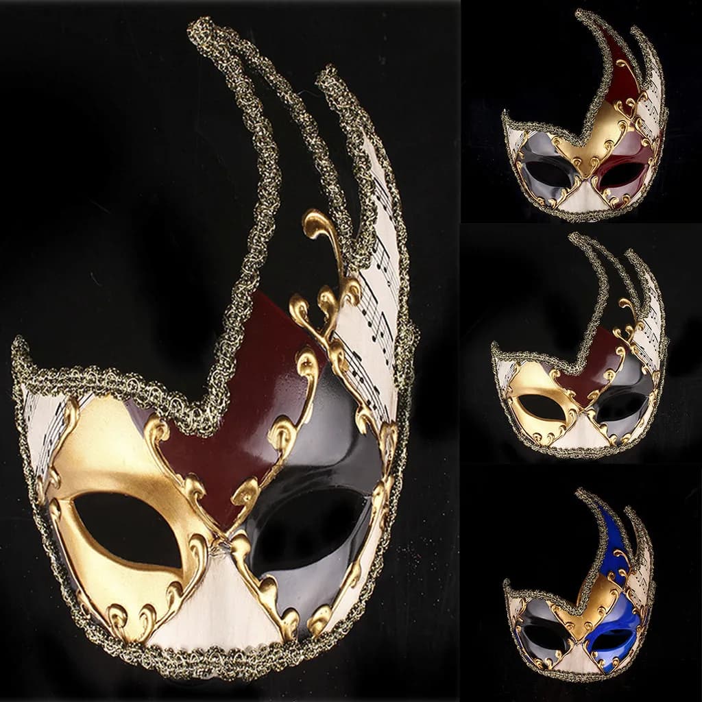 Maschera da uomo in maschera Vintage veneziana a scacchi festa musicale Mardi Gras maschera maschera da uomo in maschera Vintage veneziana a scacchi