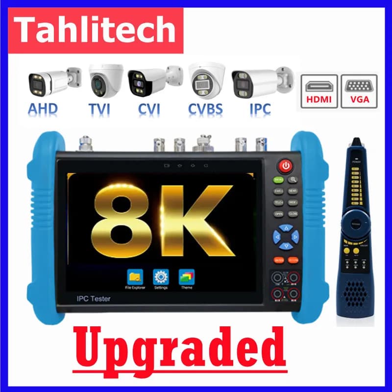 IPC-9800Pro Tester CCTV IPC Supporta Test Telecamere IP 8K, Tester Telecamere 8MP AHD TVI SDI CVI, Tester VGA HDMI Wifi RJ45 con TDR