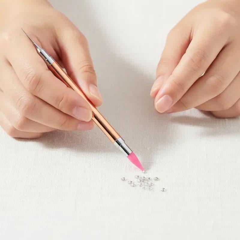 1PCS Dual-ended Nail Art Dotting Pen Rhinestone Gems Picker Tool Painting Brush Metal Rod Diamond Picker Nail Tool