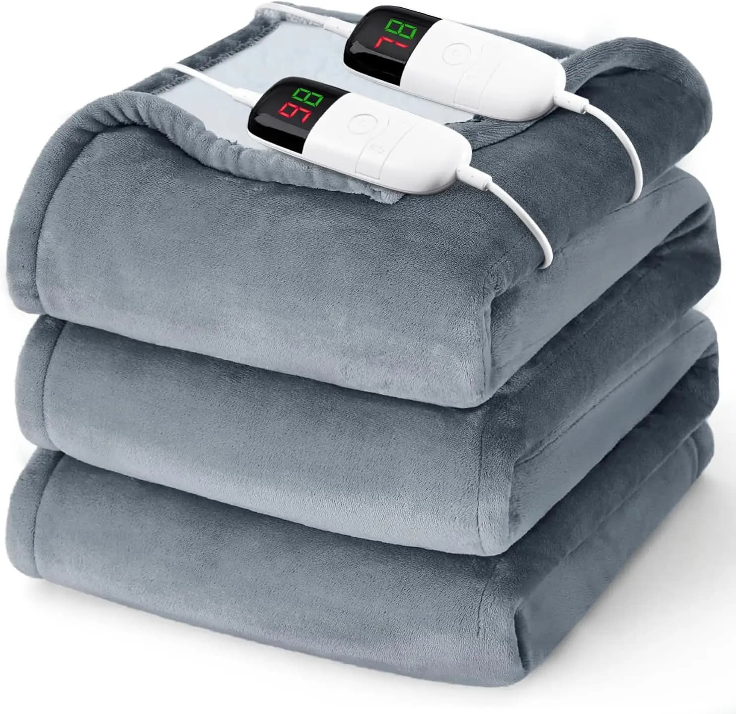Coperta elettrica riscaldata Queen Size, doppio controllo con 10 livelli di calore e spegnimento automatico, morbida flanella per regali di Natale
