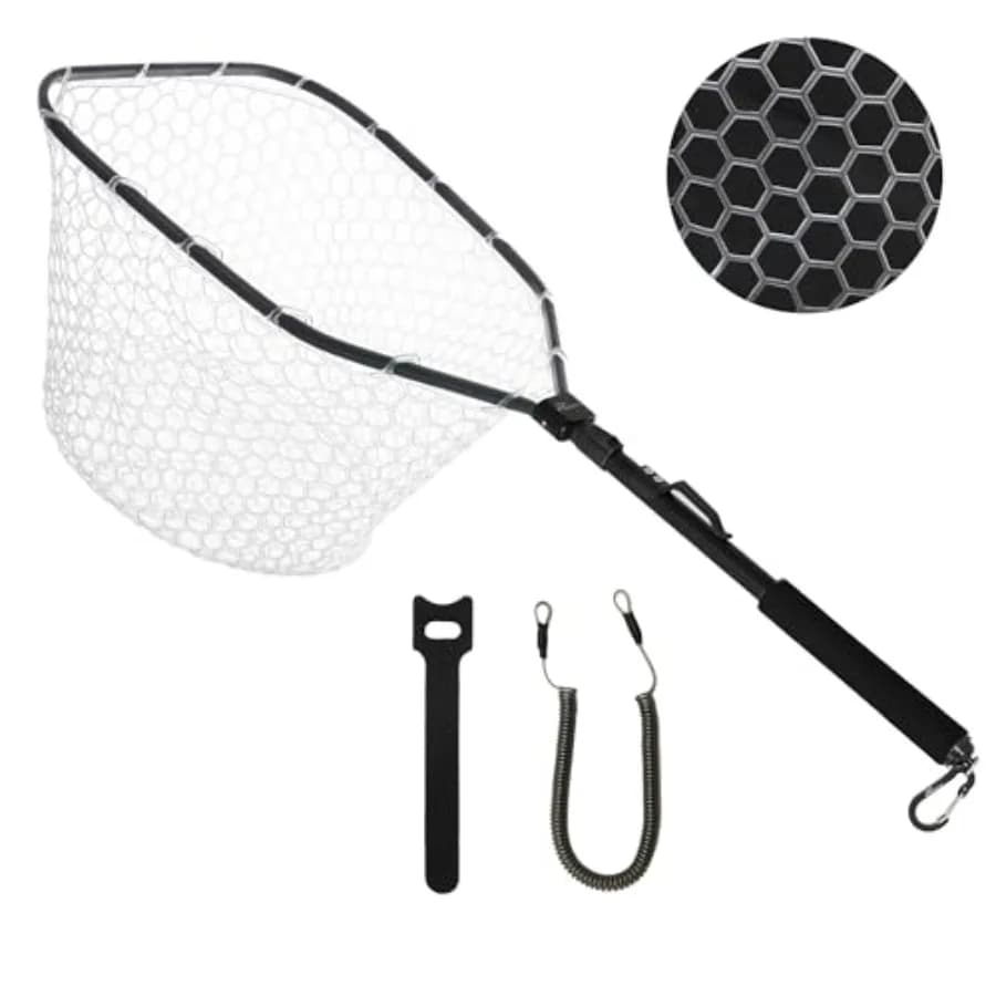 Fly Fishing Net, Bass Trout Landing Net, Folding Fishing Nets Fresh Water, Safe Fish Catching or Releasing, Fly Fishing net Mag