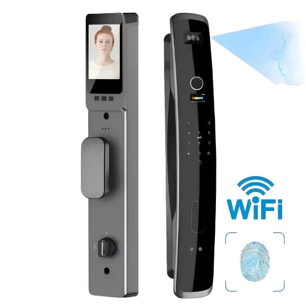 Produttore a prezzi Serratura intelligente completamente automatica con riconoscimento facciale 3D Impronta digitale Telecamera Wi-Fi Dati cloud in lega di alluminio