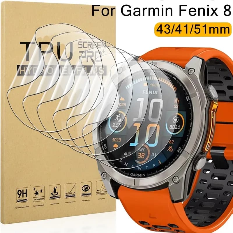 Protezione dello schermo per Garmin Fenix 8 51/47/43mm HD Pellicola idrogel Copertura completa Protezione schermo antigraffio per Fenix 8 47mm 51mm