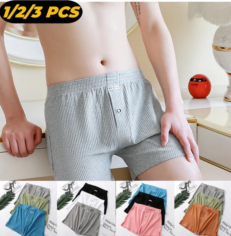 1/2/3 Piece Pants Aro Threaded Cotton Underwear Elasticized Men's Comfortable and Large Size Strong Night Trousers Flat Angle To Wear For Home
